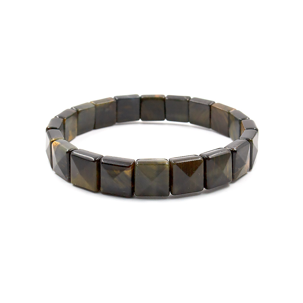 Браслет из соколиного и тигрового глаза квадрат 10*10 мм грань