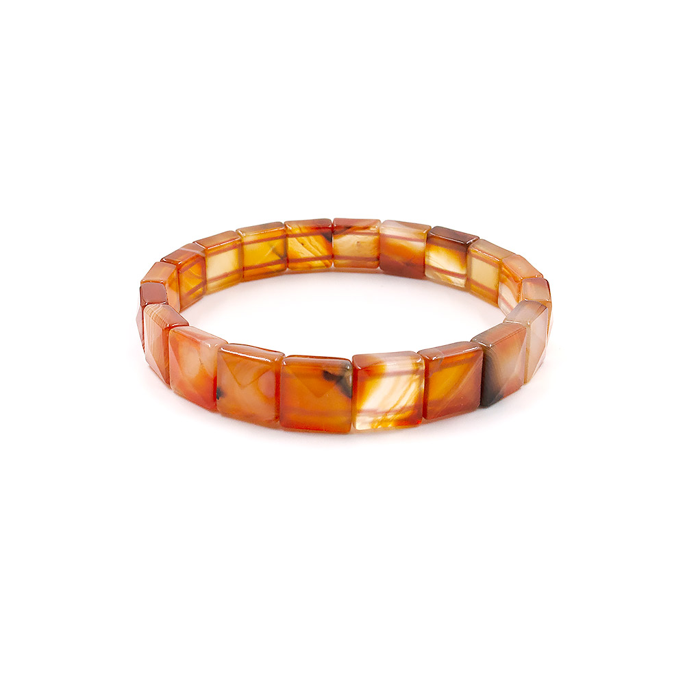 Фото товара браслет из агата цвет сердолик квадрат 10*10 мм грань