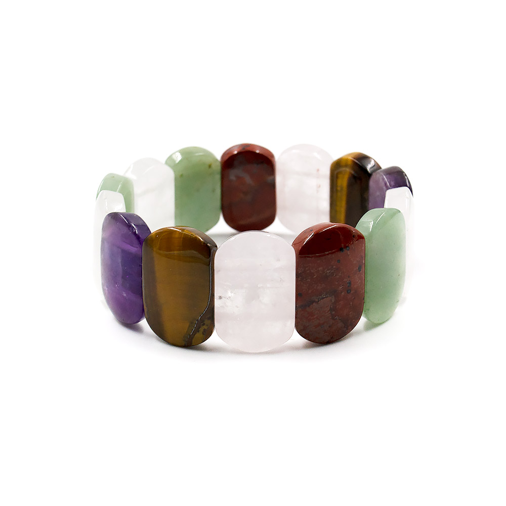 Фото товара браслет из розового кварца,авантюрина,яшмы,аметиста,горного хрусталя,тигрового глаза 23*15 мм