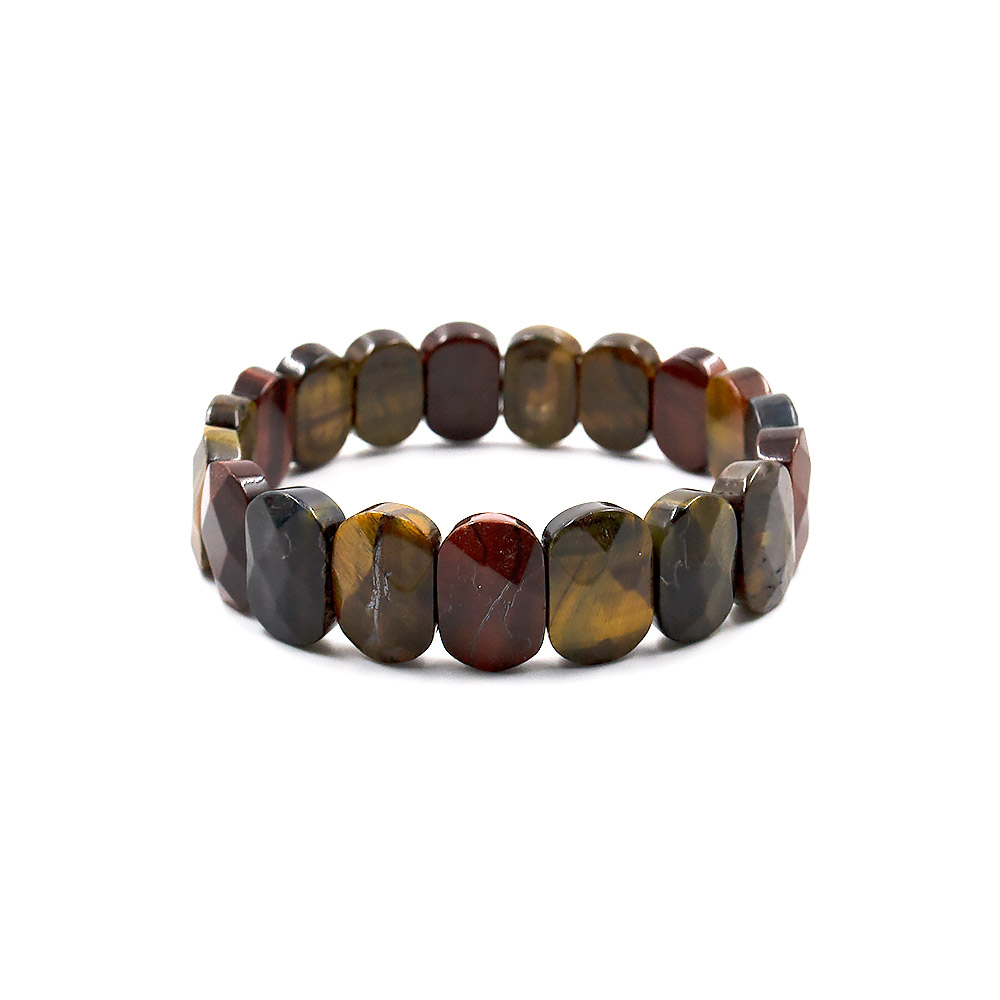 Браслет из тигрового,бычьего,соколиного глаза сегмент овальный 15*11 мм грань