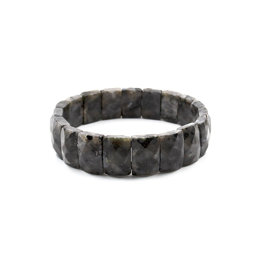 Браслет из лабрадора темного сегмент прямоугольный 15*11 мм грань