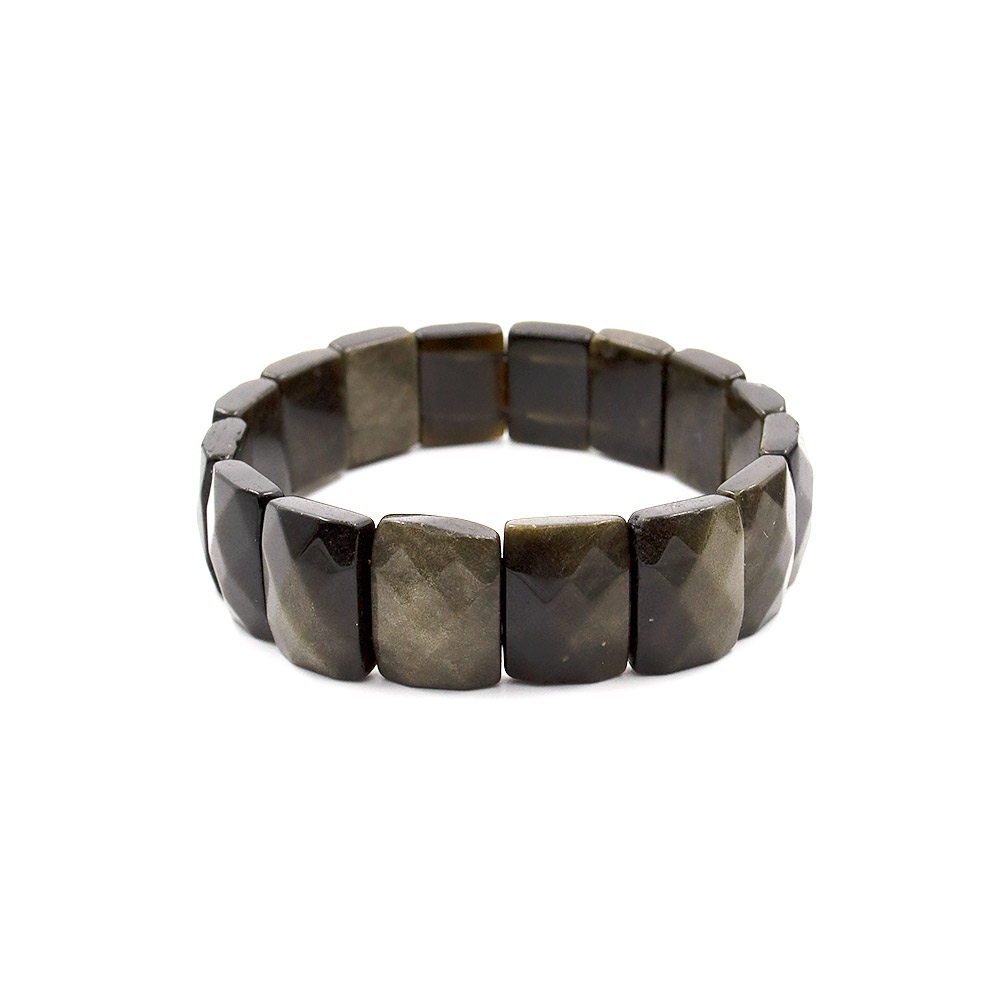 Фото товара браслет из обсидиана золотистого сегмент прямоугольный 15*11 мм грань