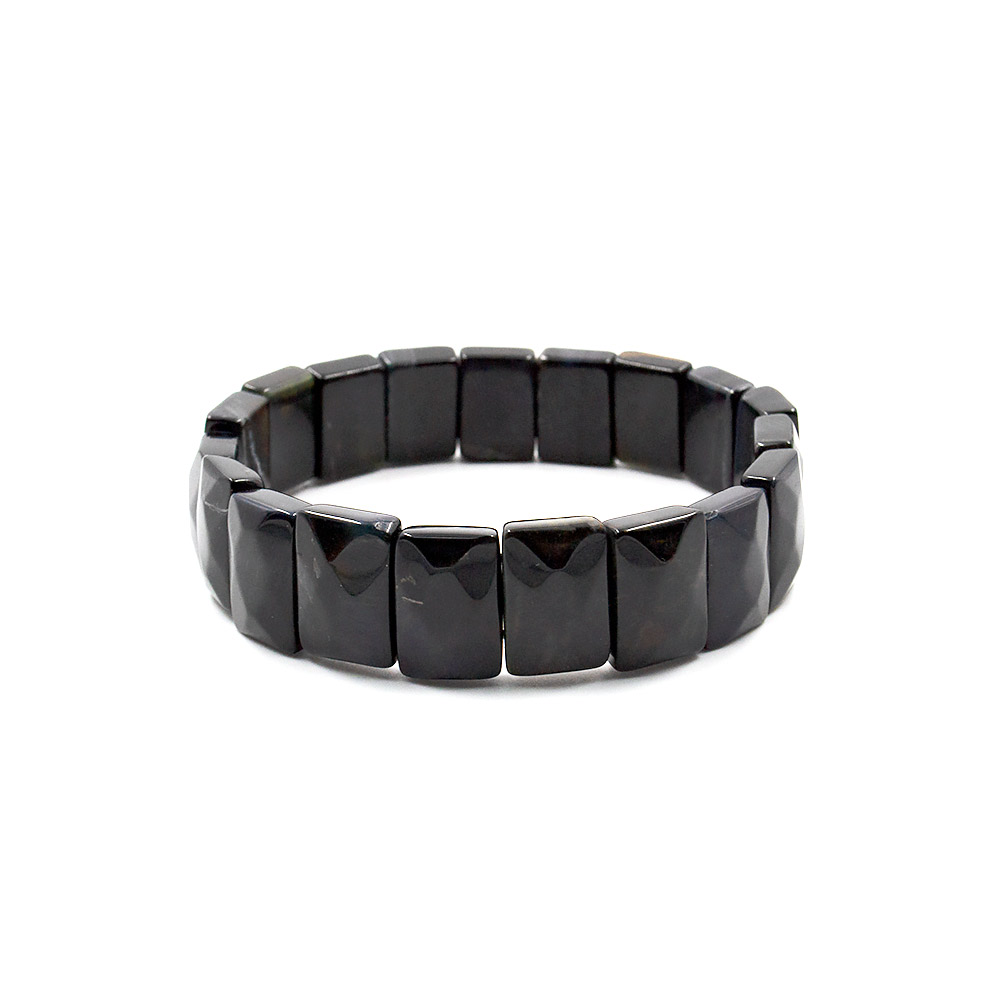 Фото товара браслет из соколиного глаза сегмент прямоугольный 15*11 мм грань