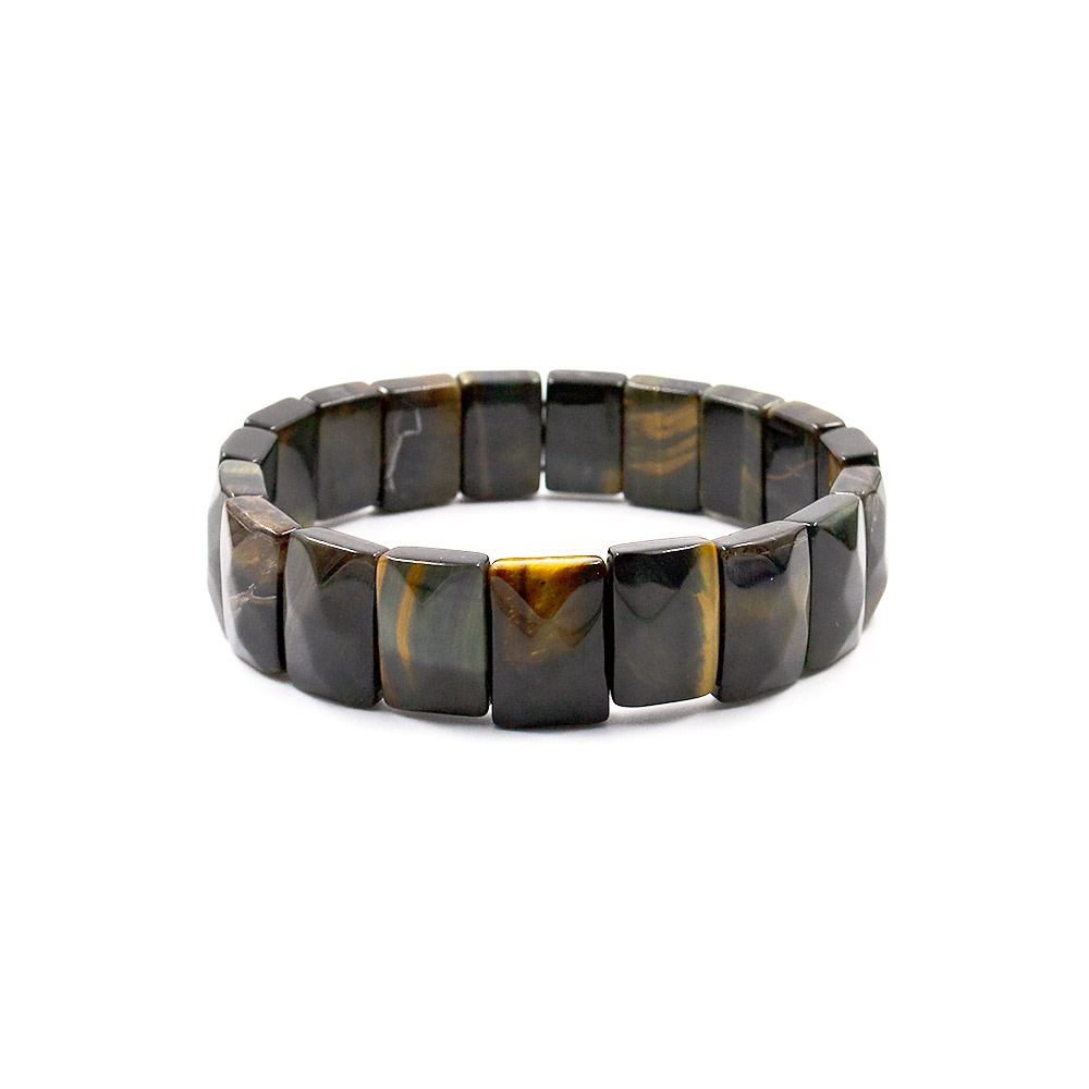 Фото товара браслет из соколиного и тигрового глаза сегмент прямоугольный 15*11 мм грань
