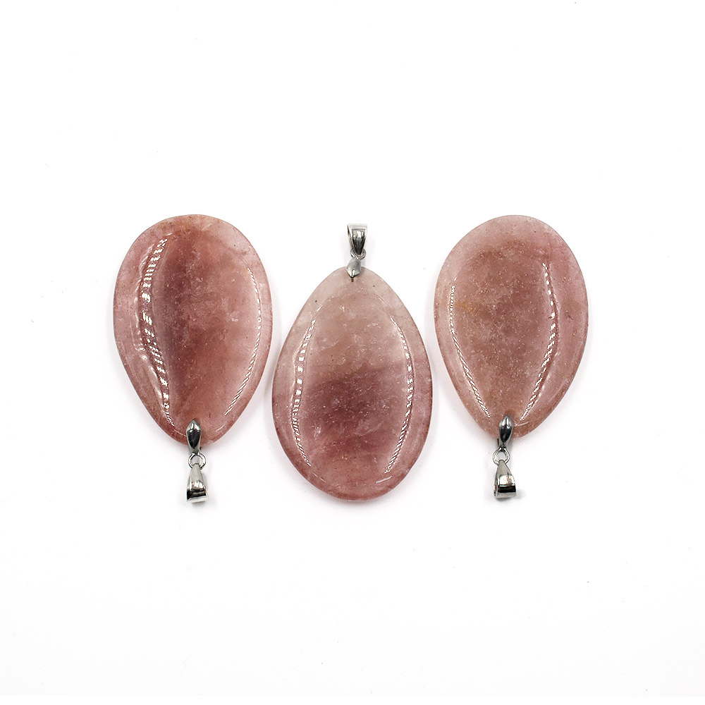 Фото товара кулон из земляничного кварца капля 55*35 мм