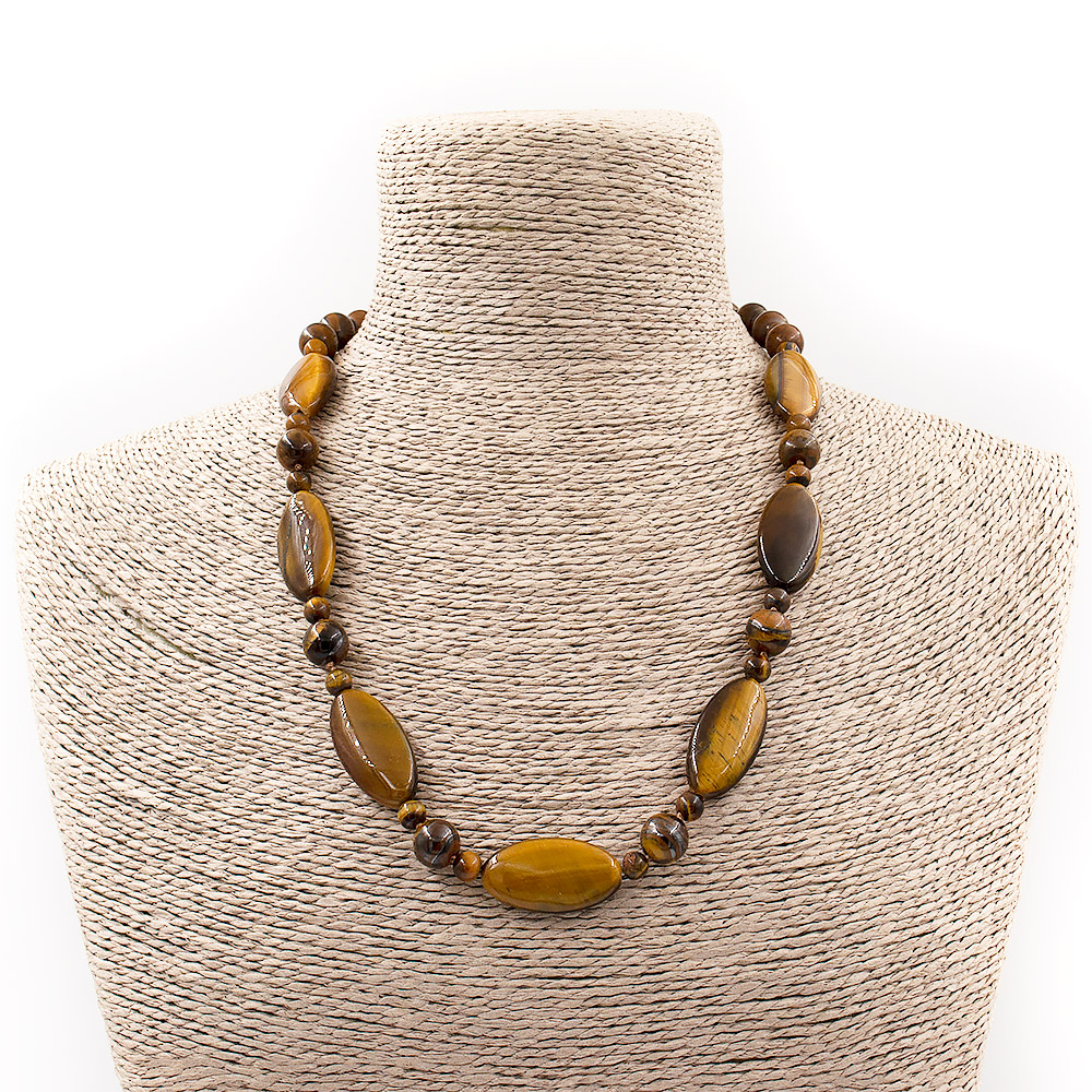 Бусы из тигрового глаза таблетка овальная вытянутая 30*15 мм