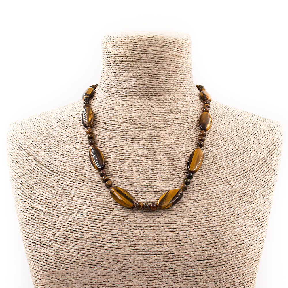 Фото товара бусы из тигрового глаза таблетка овальная вытянутая 25*12 мм