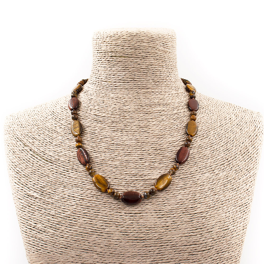 Фото товара бусы из тигрового,бычьего глаза таблетка овальная вытянутая 18*12 мм