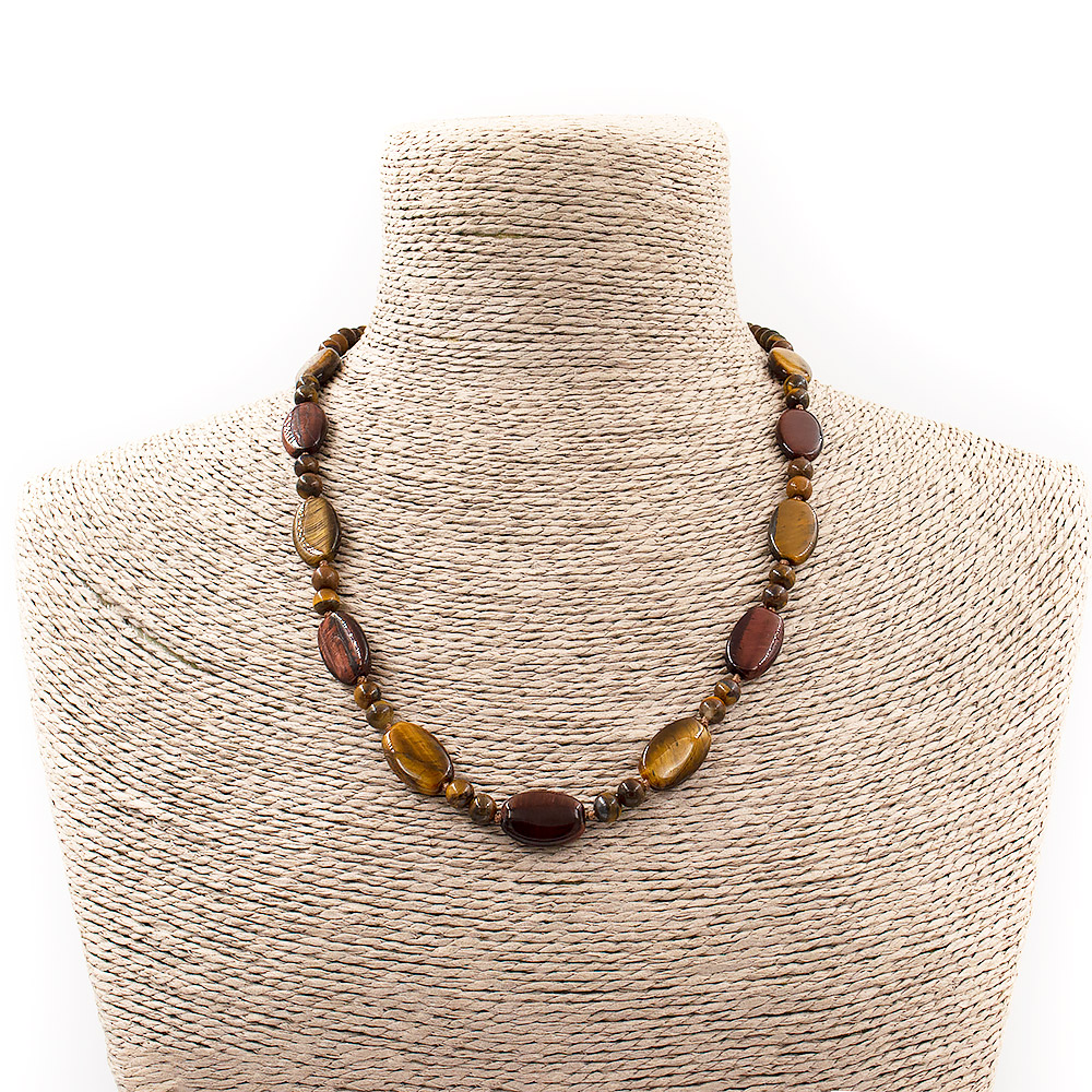 Бусы из тигрового,бычьего глаза таблетка овальная вытянутая 18*12 мм