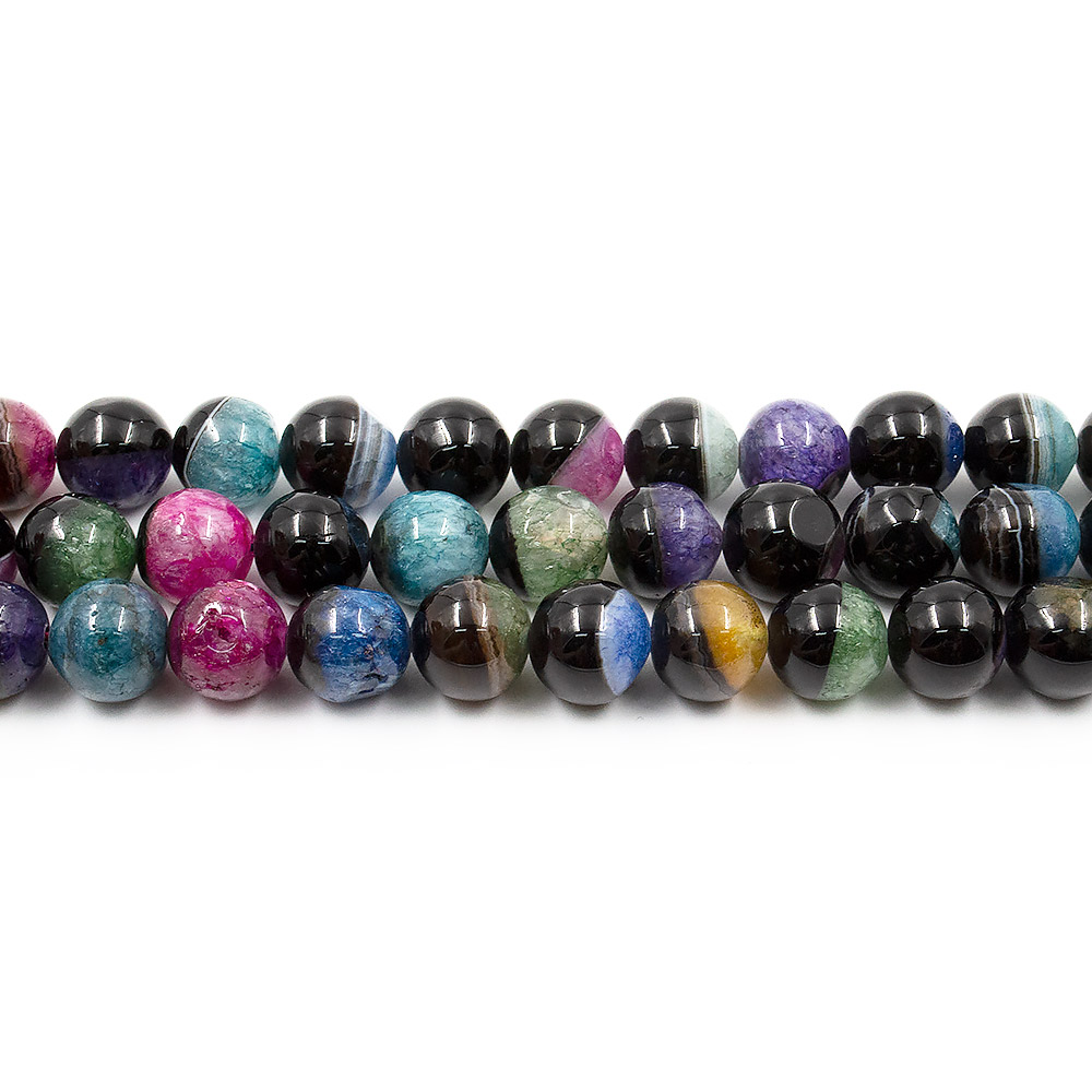 Агат черный с кварцем цветным шар 12 мм