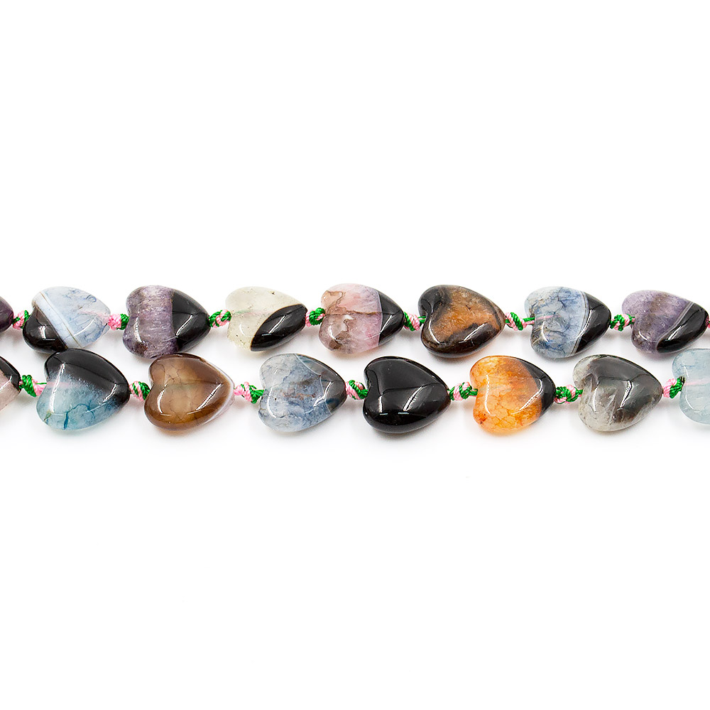 Агат черный с кварцем цветным сердце 13*13 мм