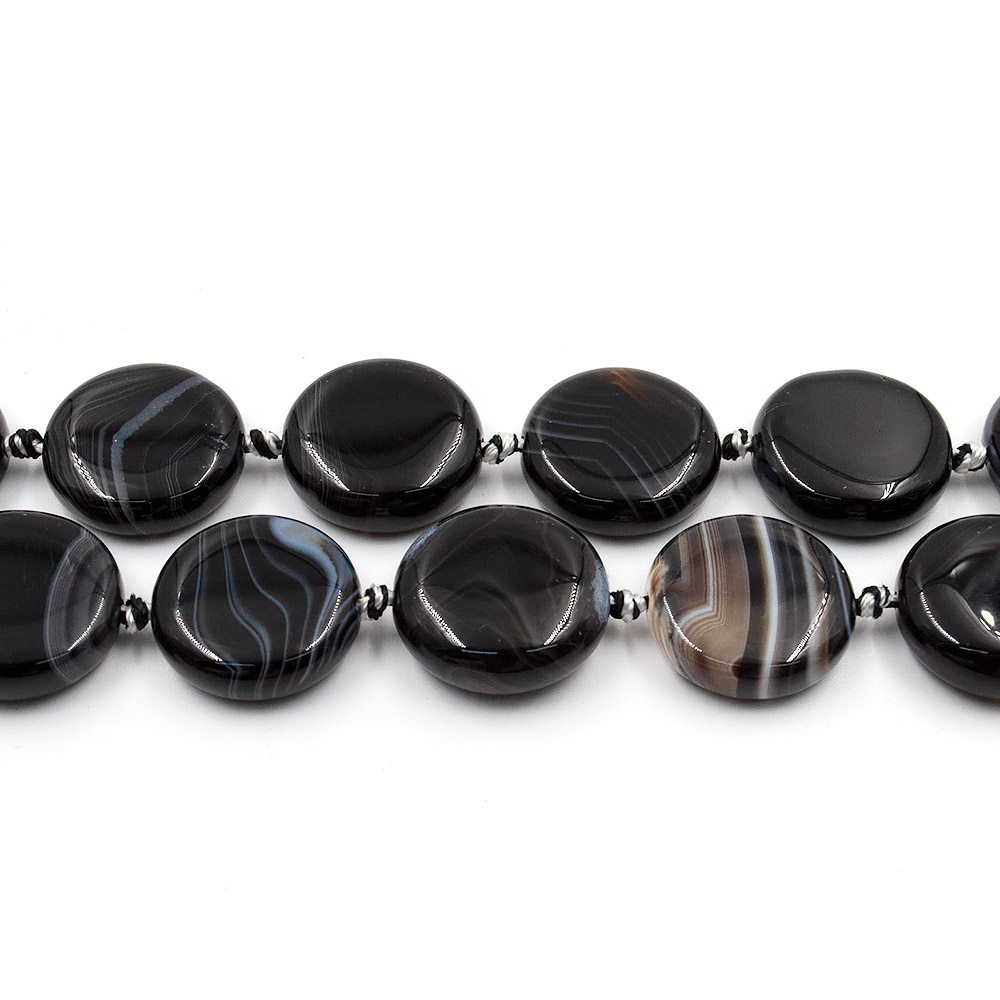 Фото товара агат таблетка цвет черный круглая 20 мм