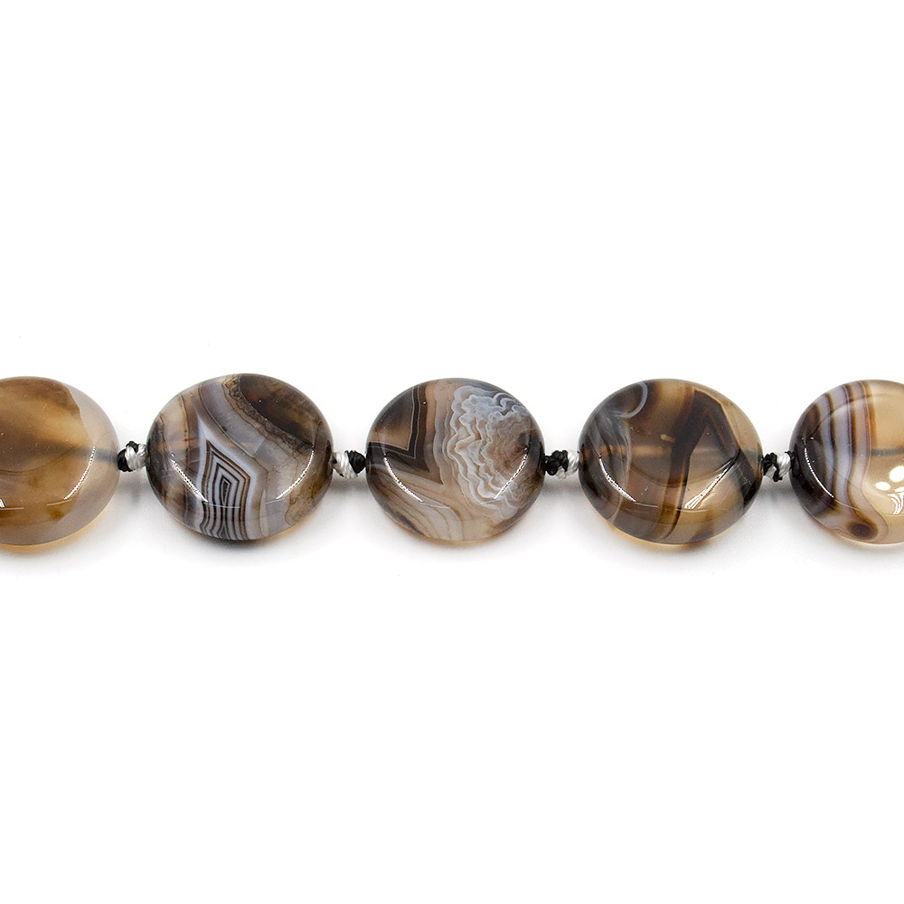 Фото товара агат таблетка цвет коричневый с серым круглая 20 мм