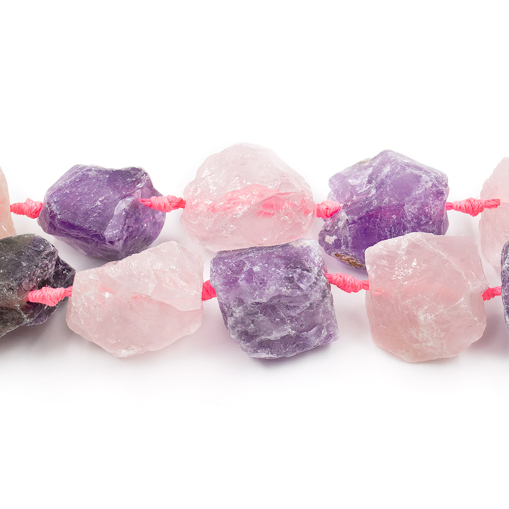 Фото товара розовый кварц,аметист галтовка необработанная от 21*24 до 27*29 мм