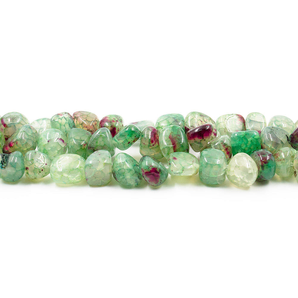 Фото товара агат кракле галтовка цвет ярко-зеленый с фуксией 11 мм