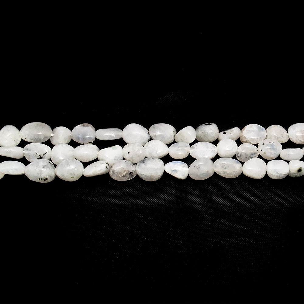 Лунный камень галтовка 8*10 мм с турмализированным кварцем