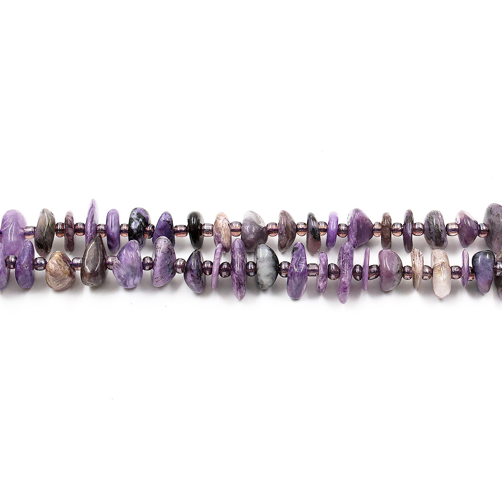 Чароит слайсы микс от 8*2 до 14*6 мм