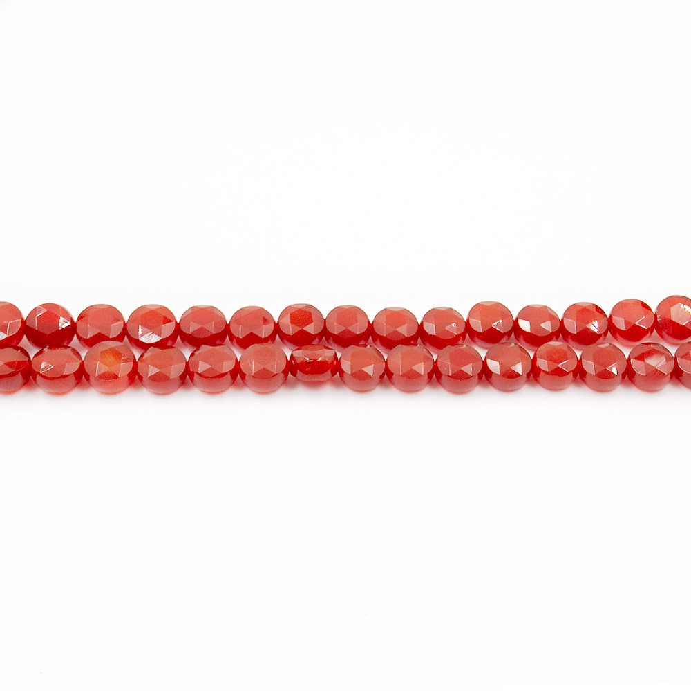 Фото товара сердолик рыжий однотонный таблетка обьемная граненая 8,5 мм