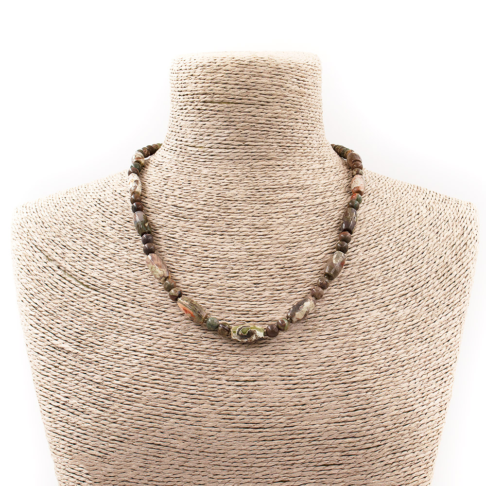 Фото товара бусы из яшмы пейзажной бочонок граненый 20*13 мм