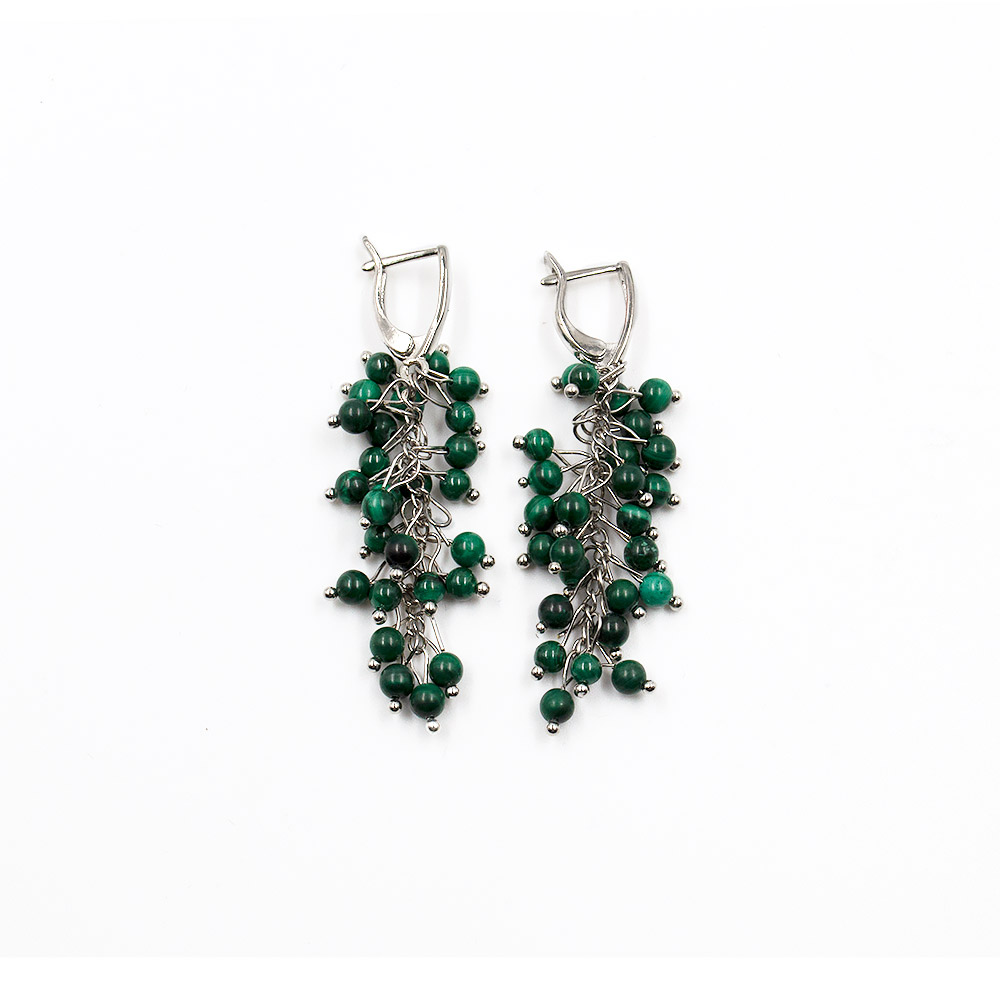 Фото товара серьги "гроздь" малахит натура