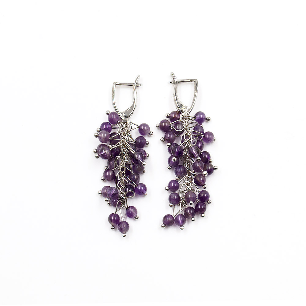 Фото товара серьги "гроздь" аметист