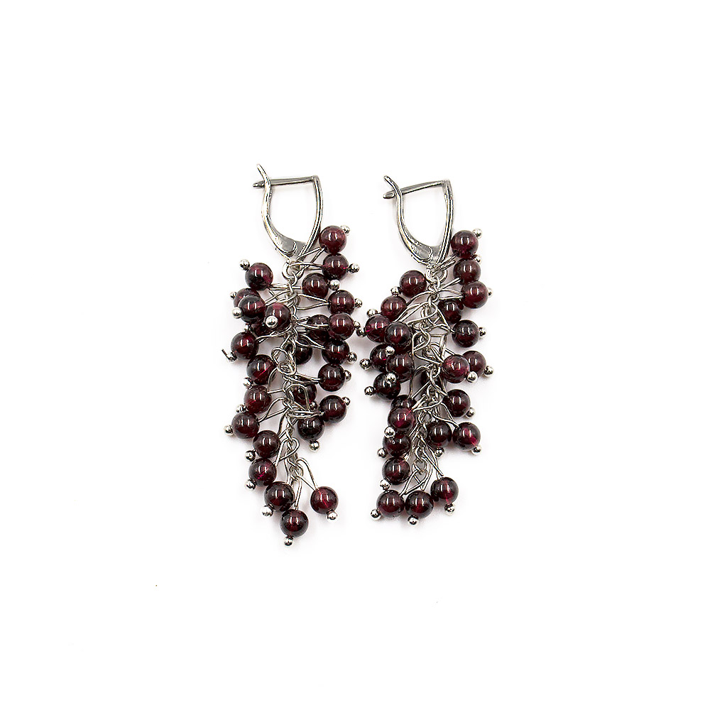 Серьги "Гроздь" гранат