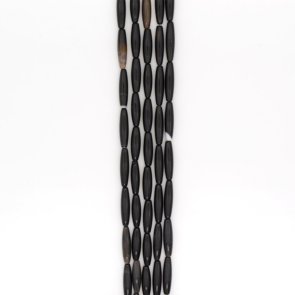 Фото товара агат бочата цвет черный 34*8 мм