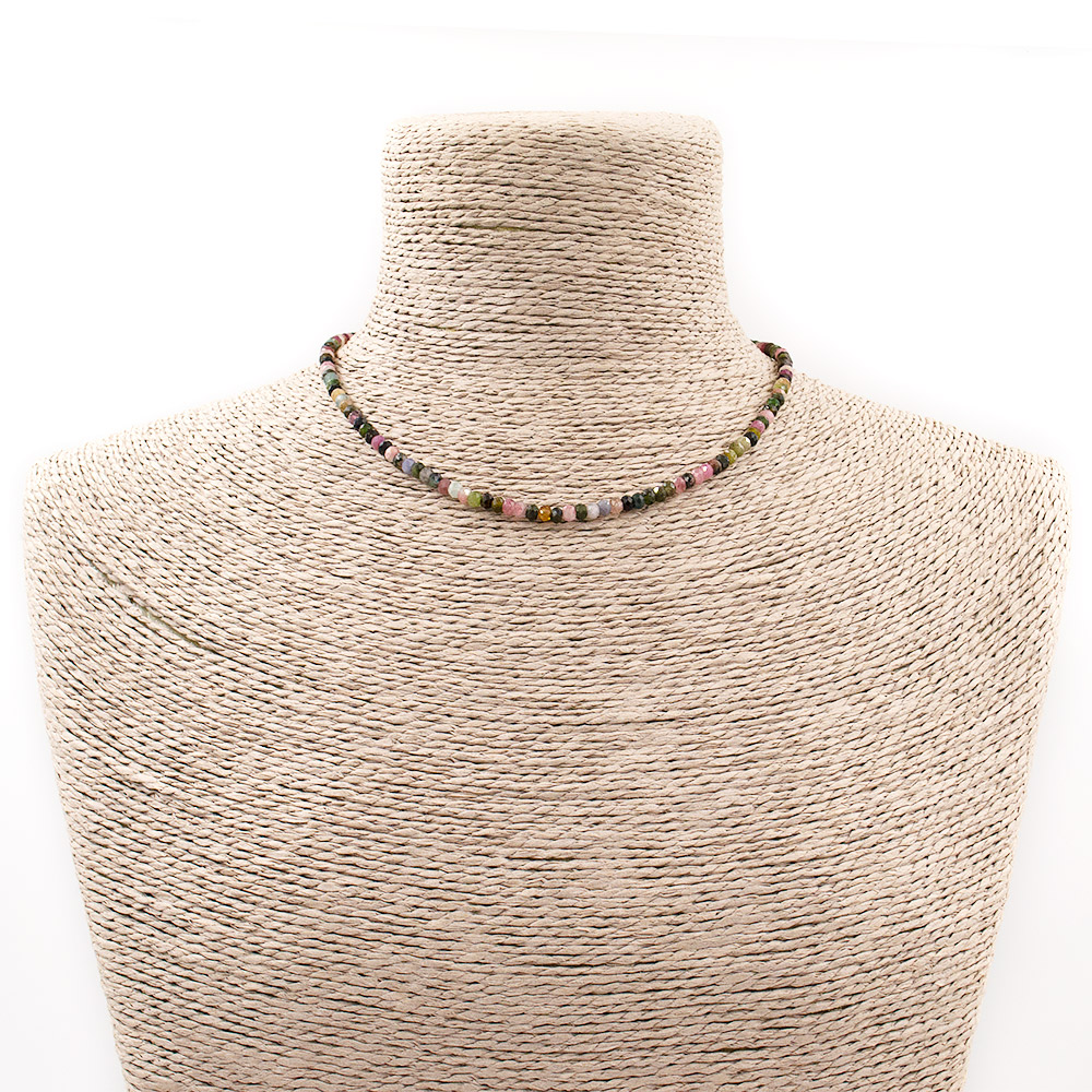 Фото товара бусы-чокер из турмалина рондоль 4*3 мм грань