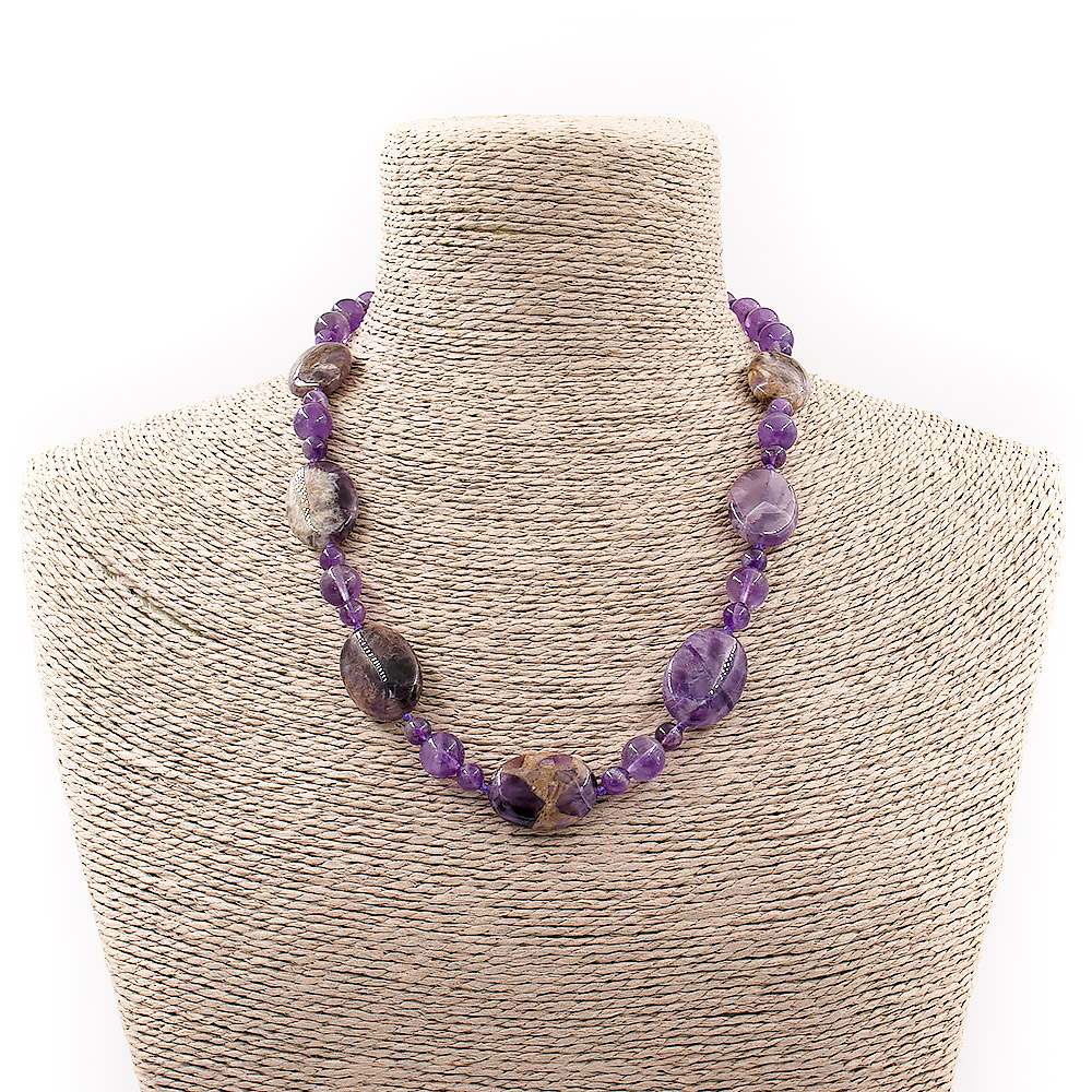 Фото товара бусы из аметиста таблетка овальная 24*18 мм