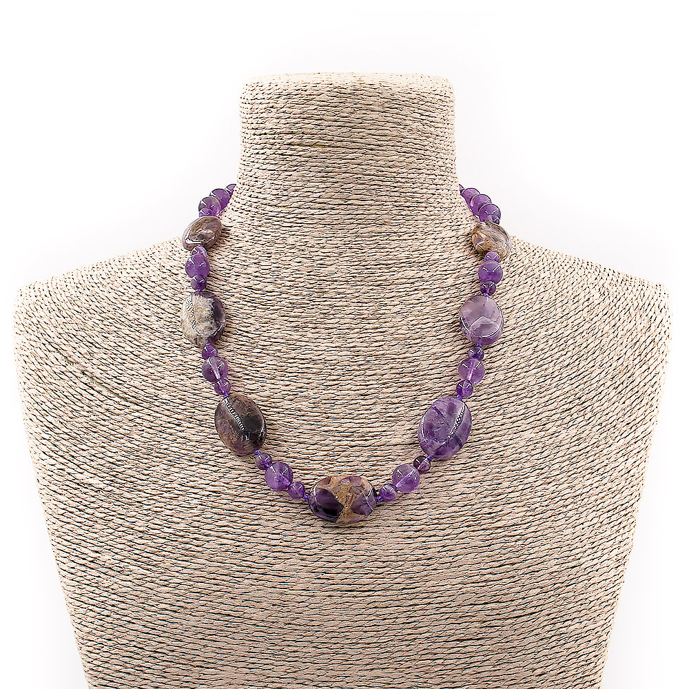 Фото товара бусы из аметиста таблетка овальная 24*18 мм