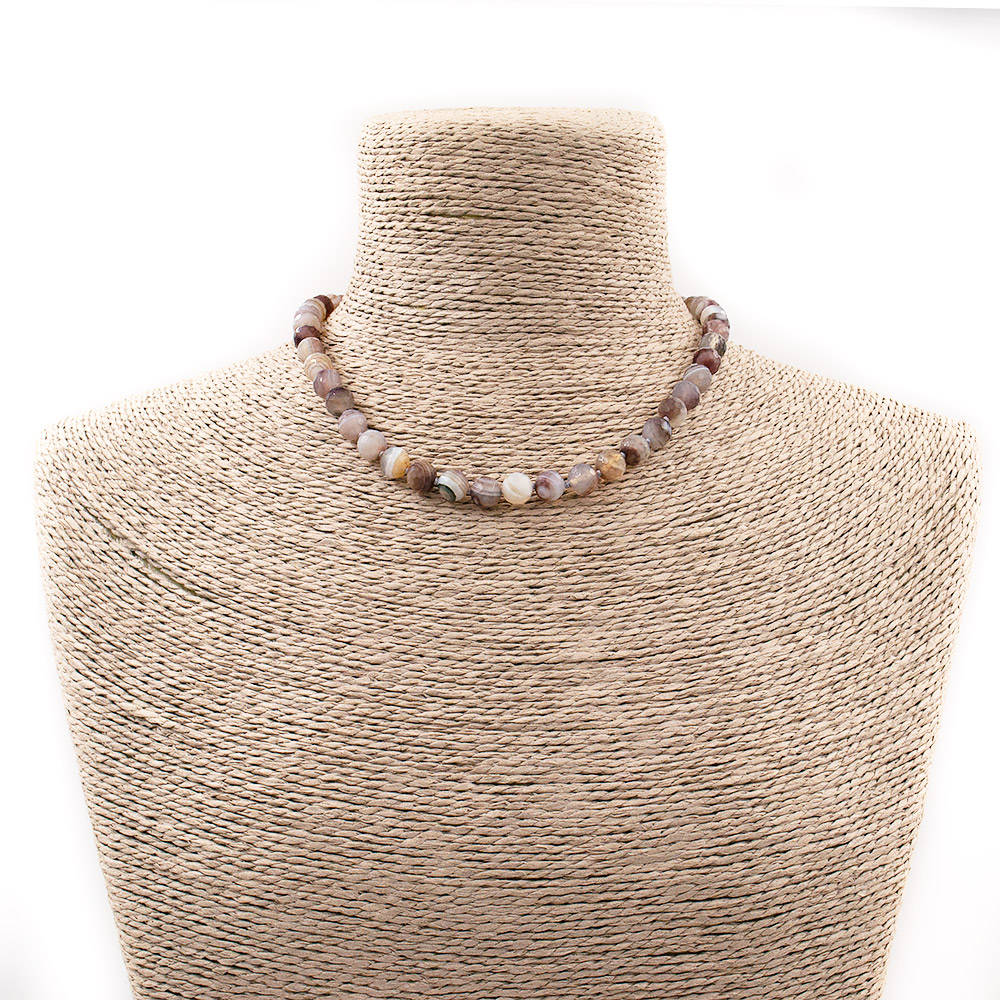 Фото товара бусы из агата ботсвана 8 мм шар грань люкс