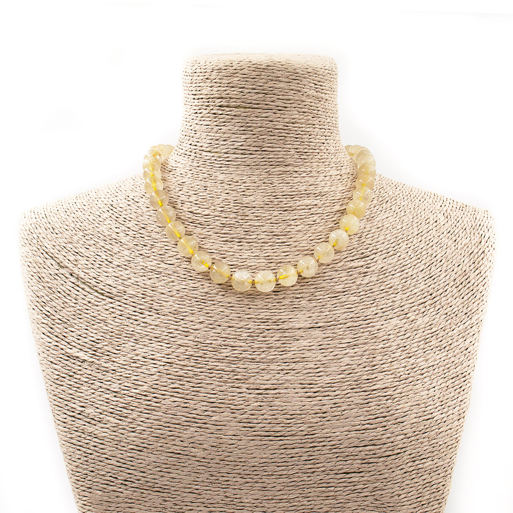 Фото товара бусы из кварца рутилового желтого 10 мм