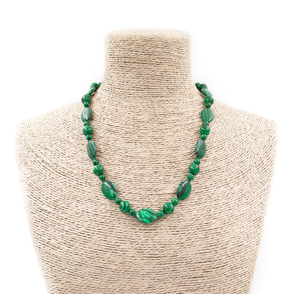 Фото товара бусы из малахита имитации таблетка 18*13 мм через шарик