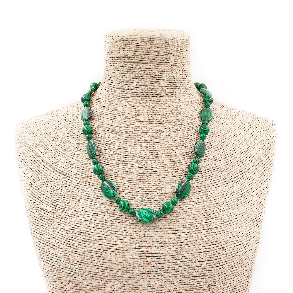 Бусы из малахита имитации таблетка 18*13 мм через шарик