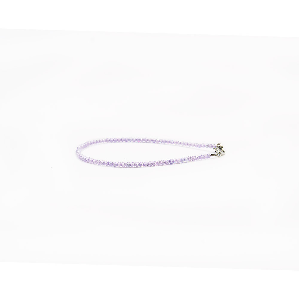 Браслет из циркона цвет сиреневый 2 мм грань