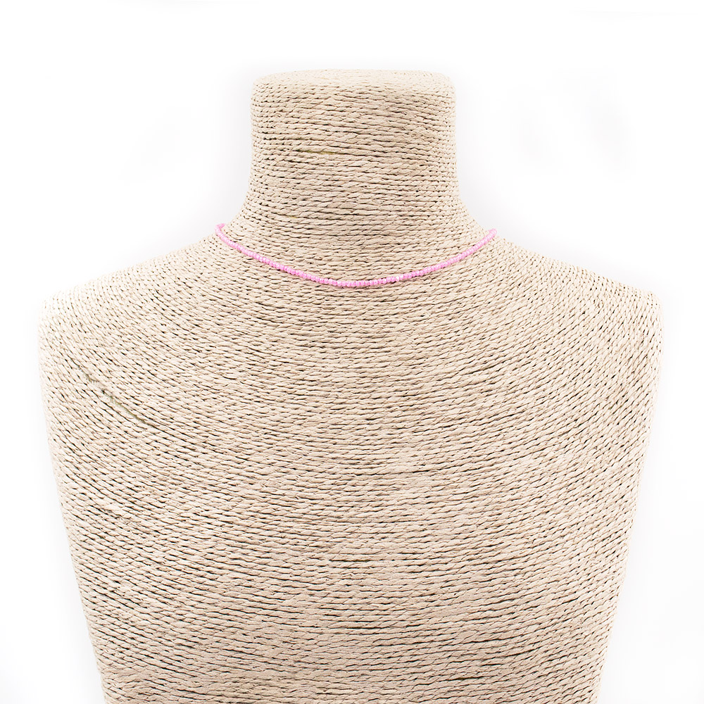 Фото товара бусы-чокер из циркона цвет розовый 2 мм люкс грань