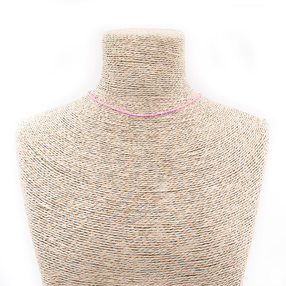 Бусы-чокер из циркона цвет розовый 2 мм люкс грань