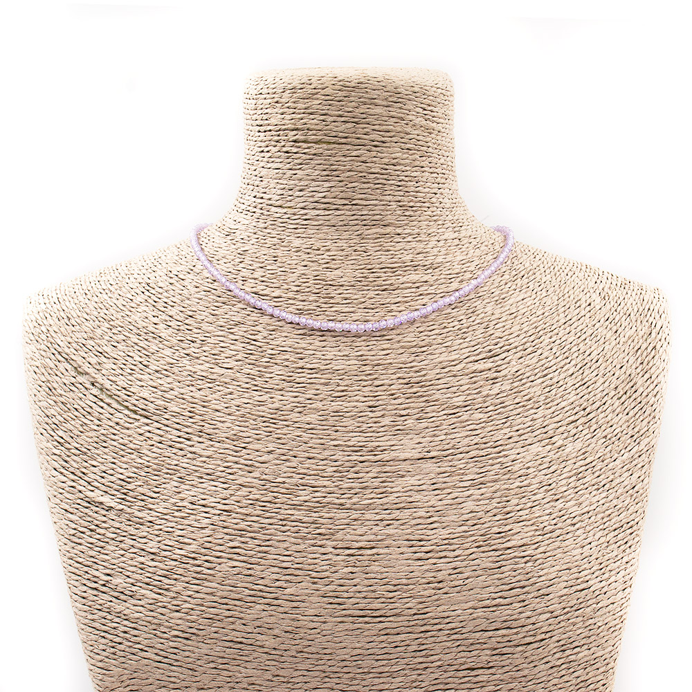 Фото товара бусы-чокер из циркона цвет аметист лавандовый шар 3 мм грань