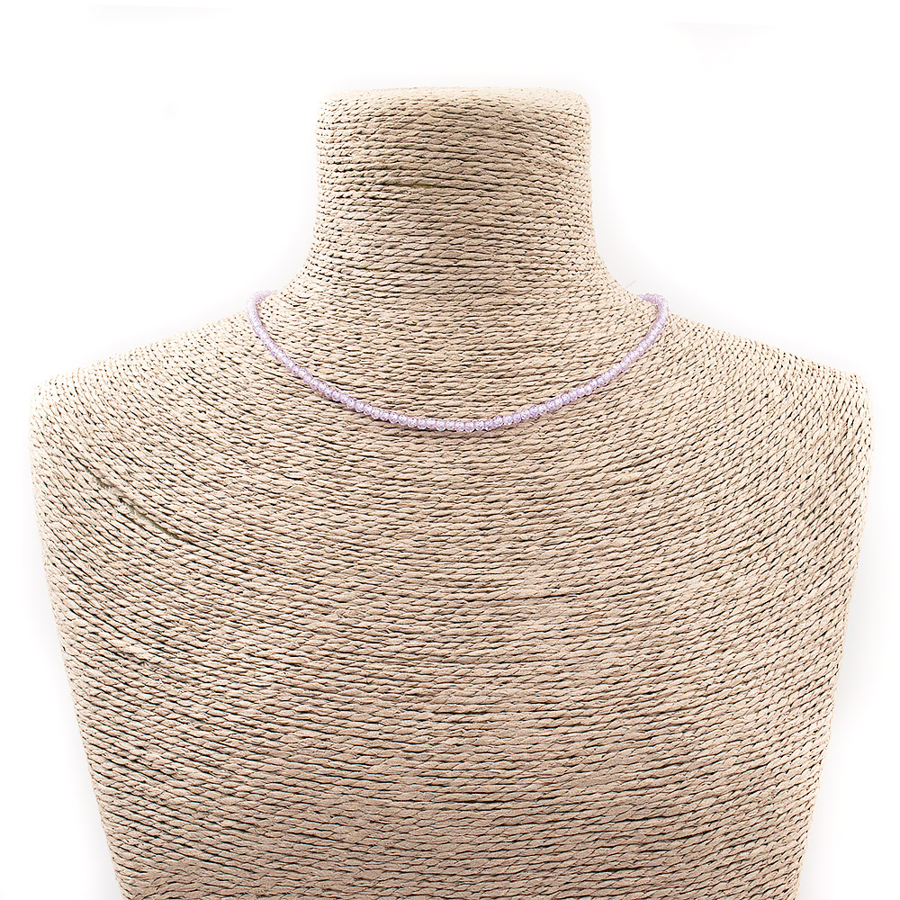 Бусы-чокер из циркона цвет аметист лавандовый шар 3 мм грань