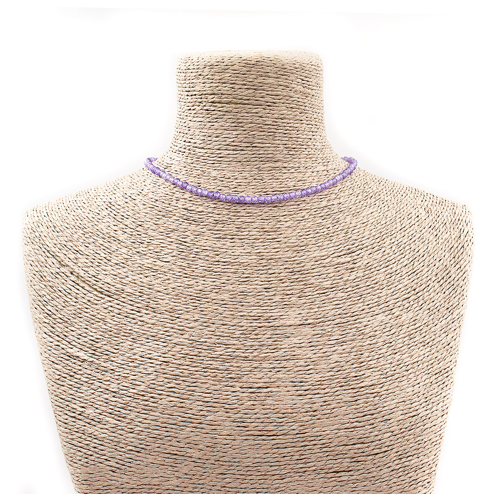 Бусы-чокер из циркона цвет аметист 4 мм грань