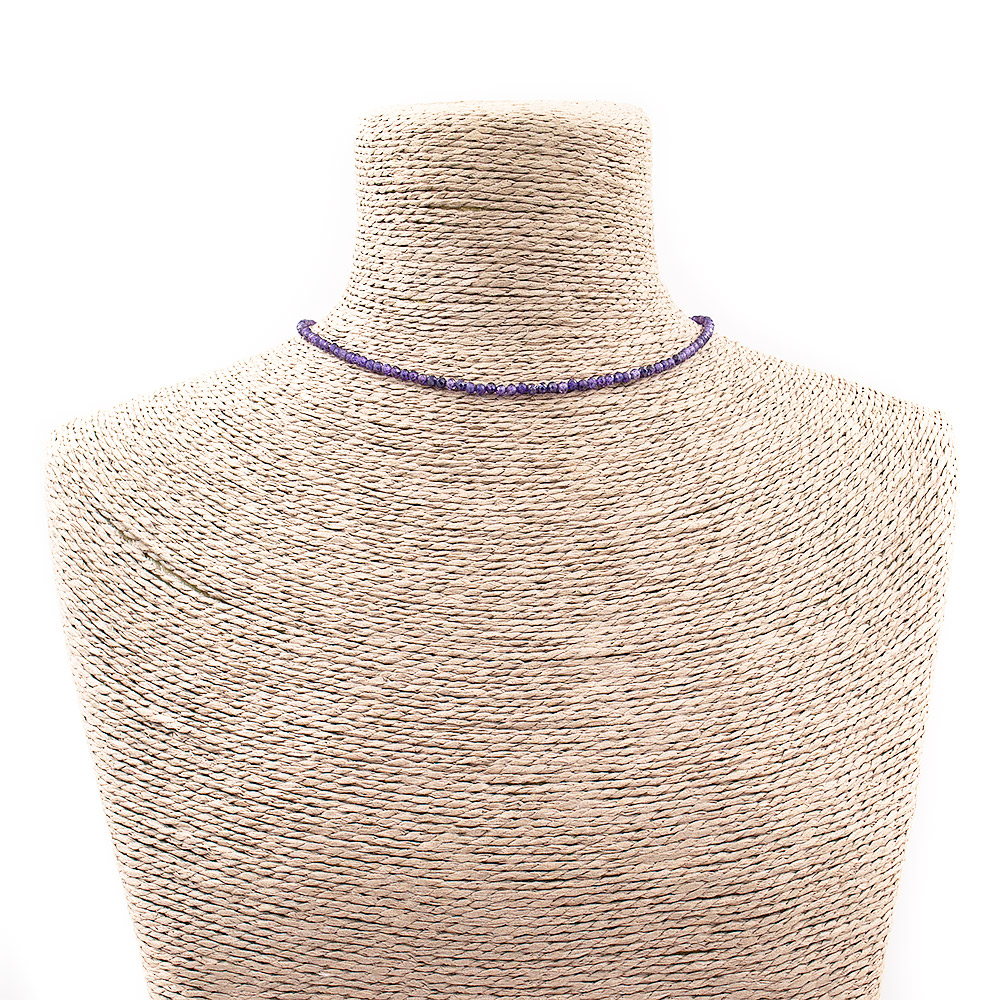 Бусы-чокер из циркона цвет фиолетовый 3 мм грань