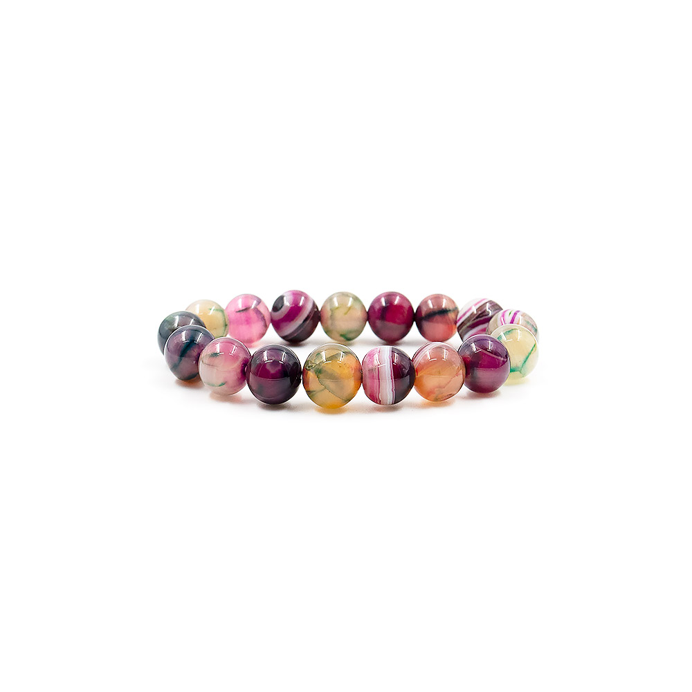 Браслет из агата кракле зелено-фиолетовый микс 12 мм