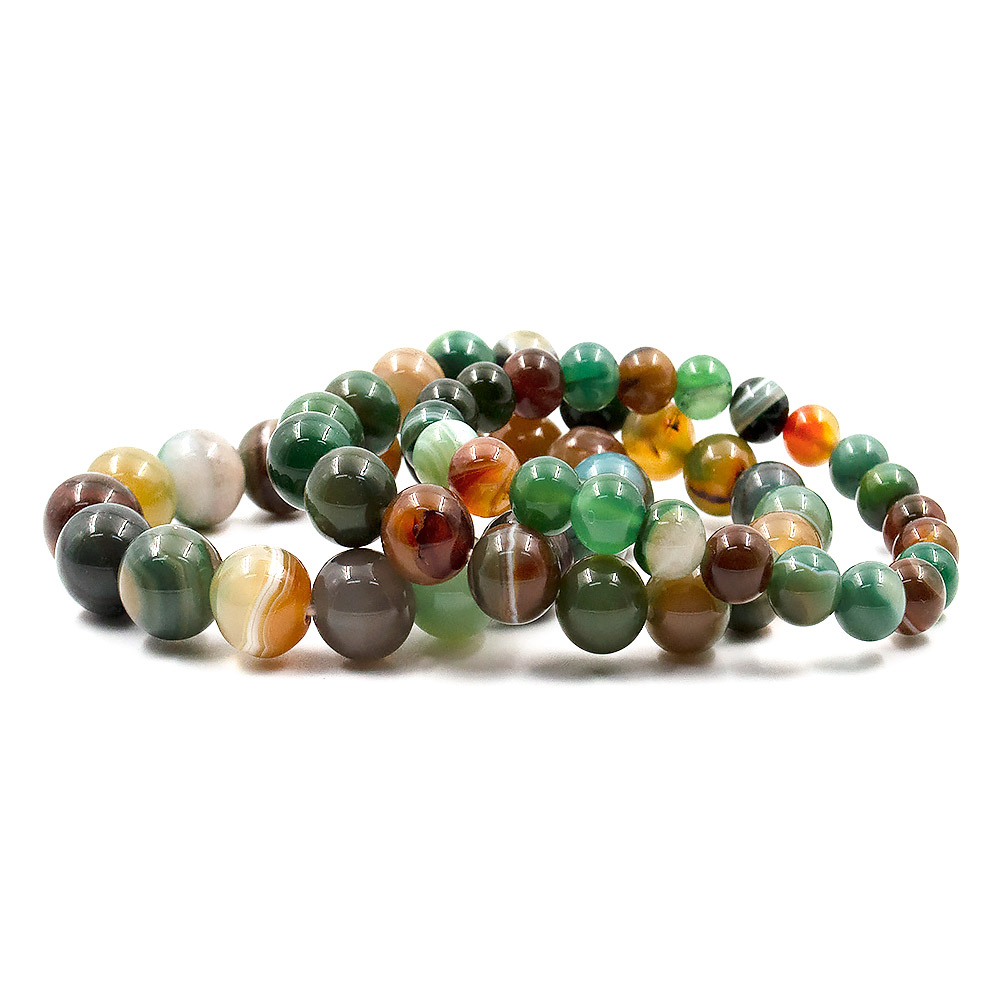 Фото товара браслет из агата коричнево-зеленый микс шар
