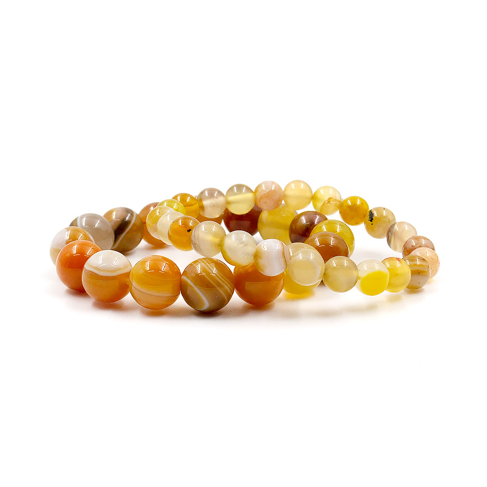 Фото товара браслет из агата горчично-белого шар
