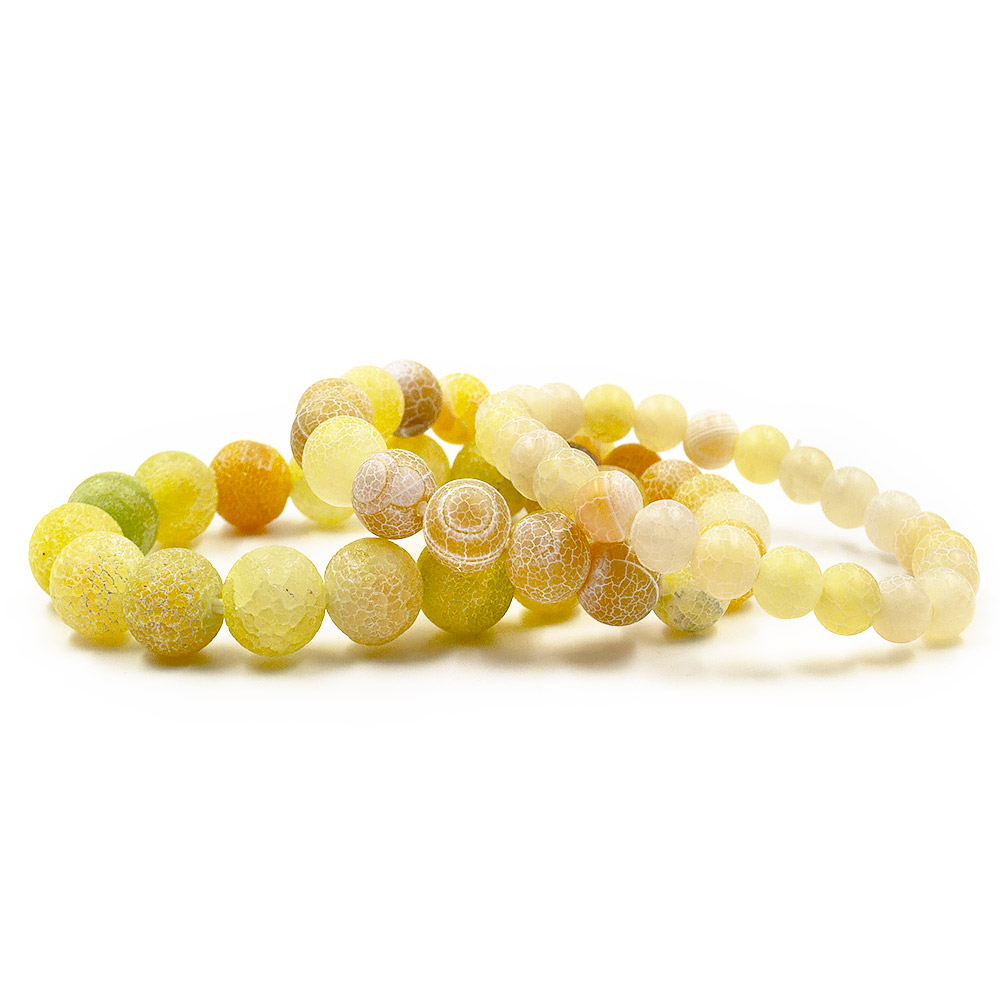Фото товара браслет из агата кракле желтый матовый шар