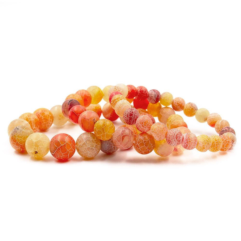 Фото товара браслет из агата кракле цвет оранжевый матовый шар