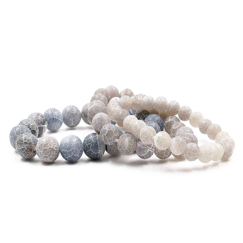 Фото товара браслет из агата кракле матового серого шар
