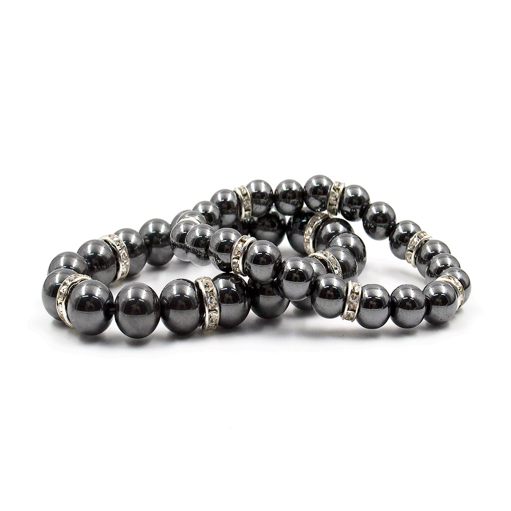Фото товара браслет из гематита со стразами шар