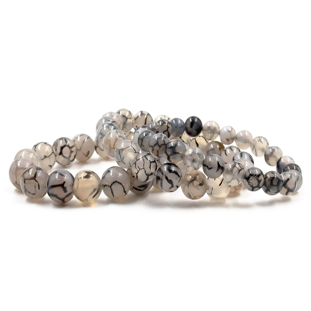 Фото товара браслет из агата кракле черно-серый шар