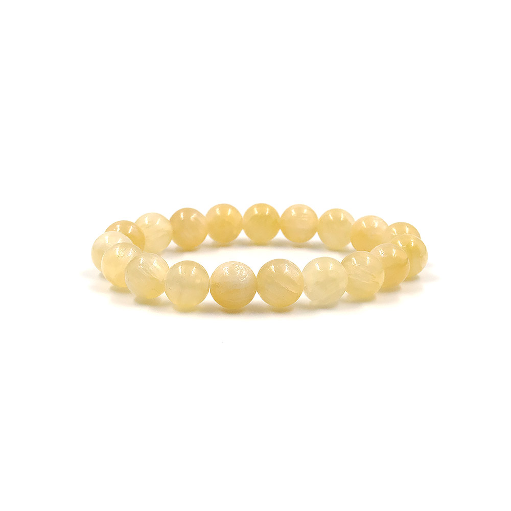 Браслет из кальцита цвет желтый прозрачный шар 10 мм